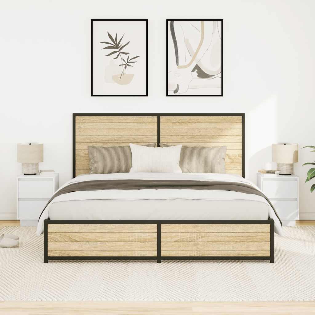 Bedside Cabinets with LED Lights 2 pcs White 38x34x50 cm