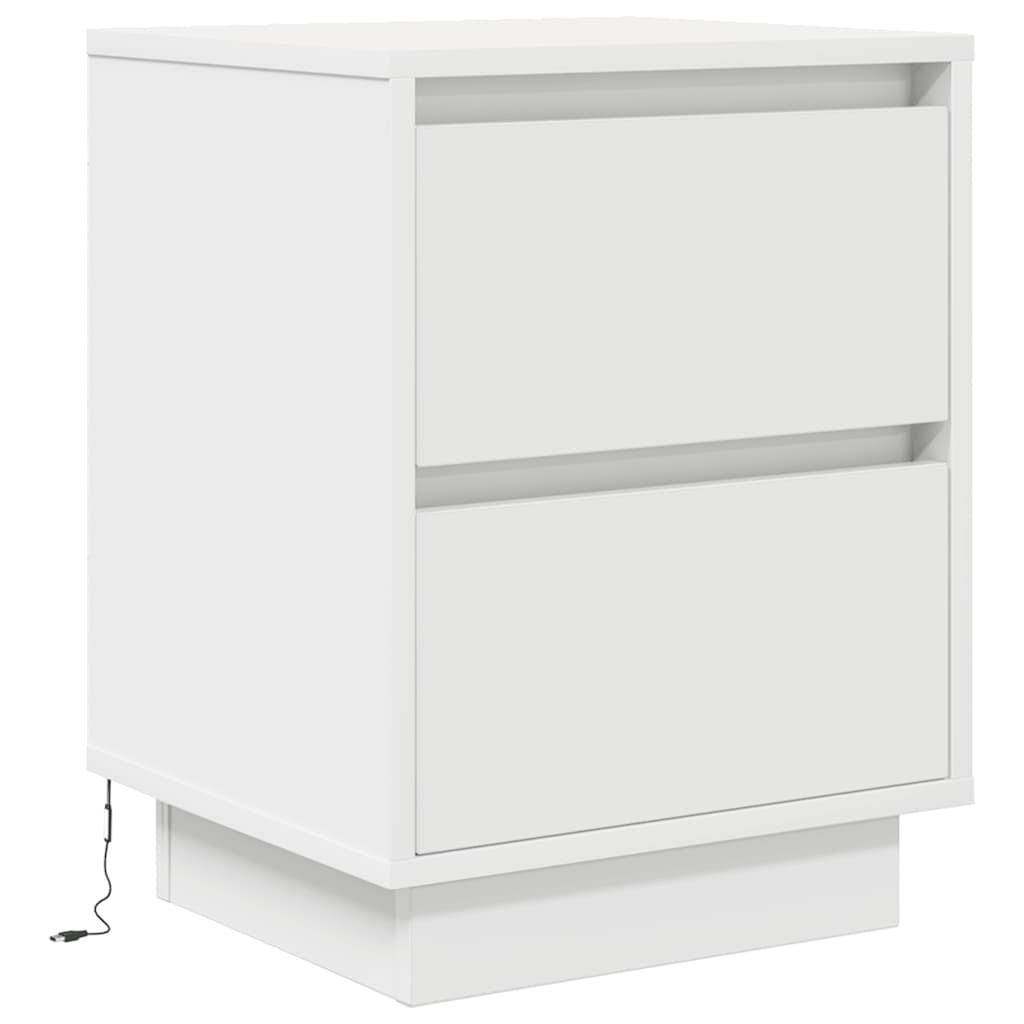 Bedside Cabinets with LED Lights 2 pcs White 38x34x50 cm