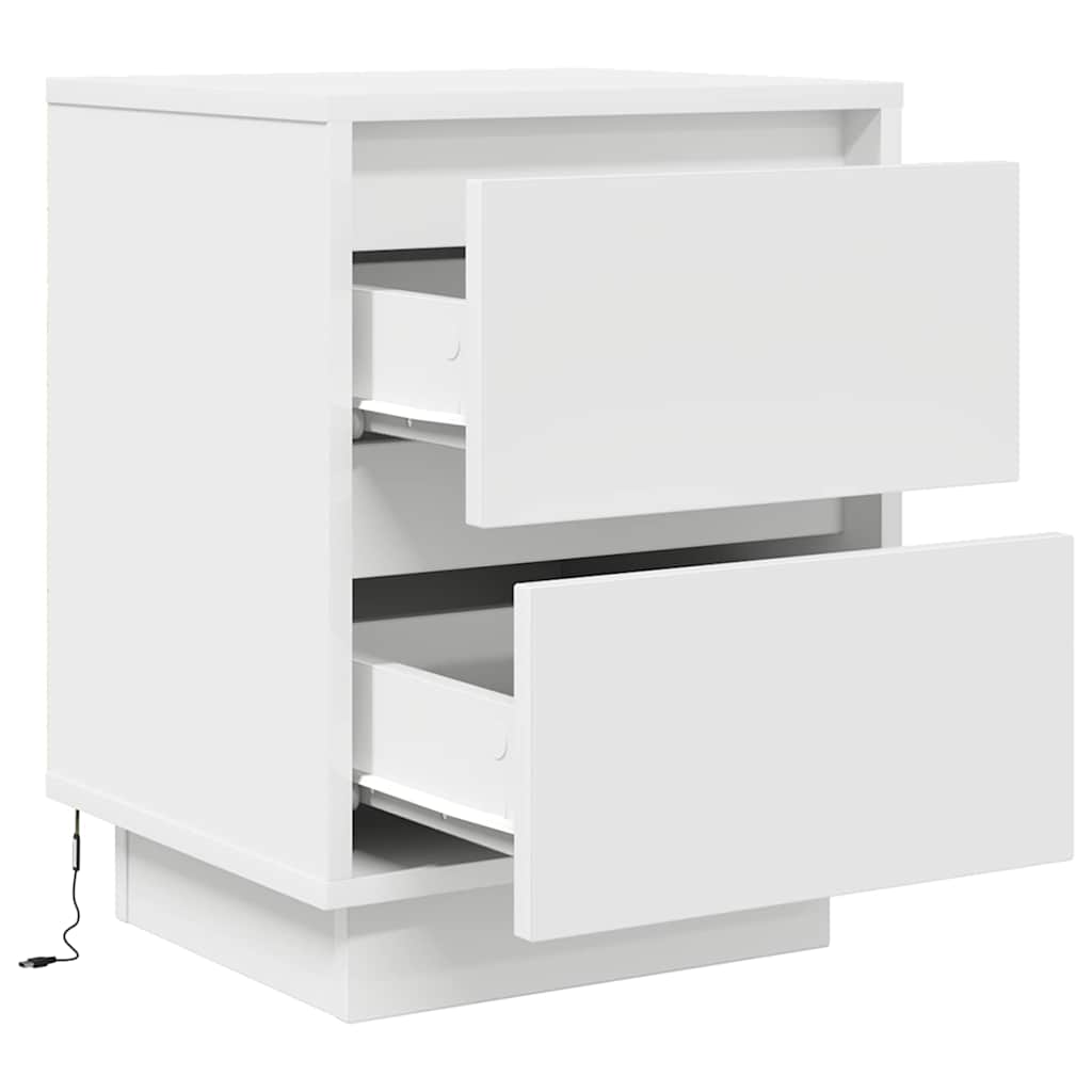 Bedside Cabinets with LED Lights 2 pcs White 38x34x50 cm