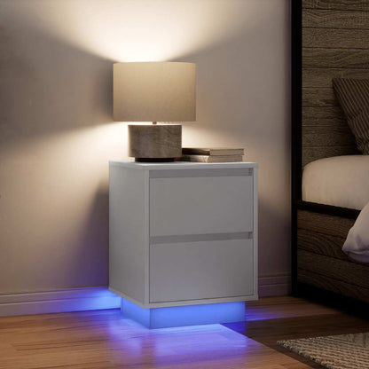 Bedside Cabinets with LED Lights 2 pcs White 38x34x50 cm