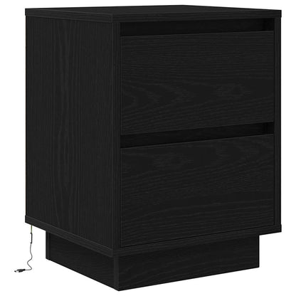 Bedside Cabinets with LED Lights 2 pcs Black 38x34x50 cm