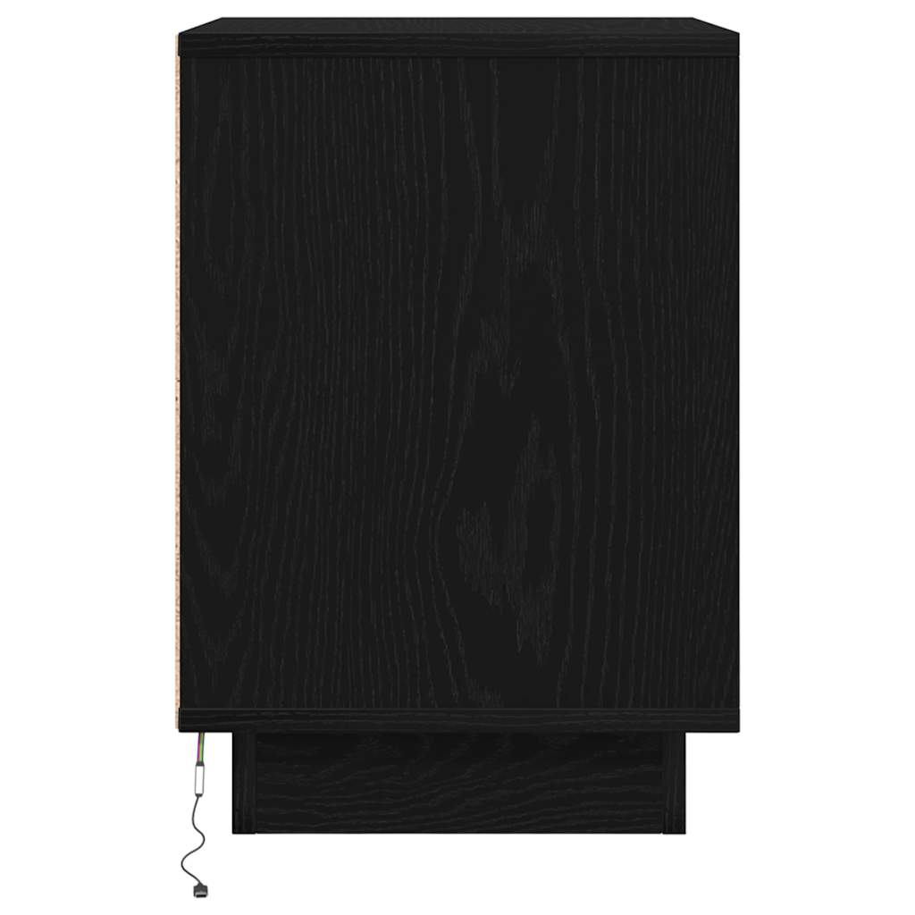 Bedside Cabinets with LED Lights 2 pcs Black 38x34x50 cm