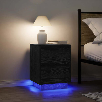 Bedside Cabinets with LED Lights 2 pcs Black 38x34x50 cm
