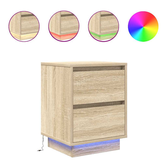 Bedside Cabinets with LED Lights 2 pcs Sonoma Oak 38x34x50 cm