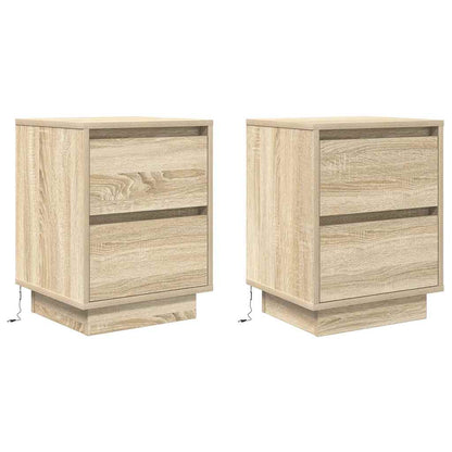 Bedside Cabinets with LED Lights 2 pcs Sonoma Oak 38x34x50 cm