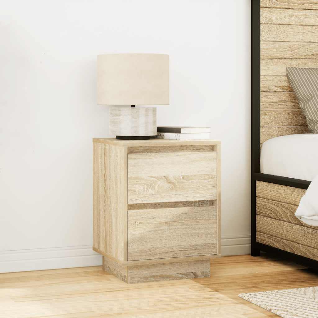 Bedside Cabinets with LED Lights 2 pcs Sonoma Oak 38x34x50 cm