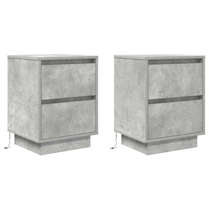Bedside Cabinets with LED Lights 2 pcs Concrete Grey 38x34x50cm