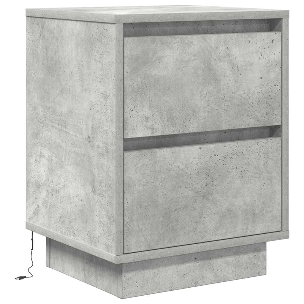 Bedside Cabinets with LED Lights 2 pcs Concrete Grey 38x34x50cm