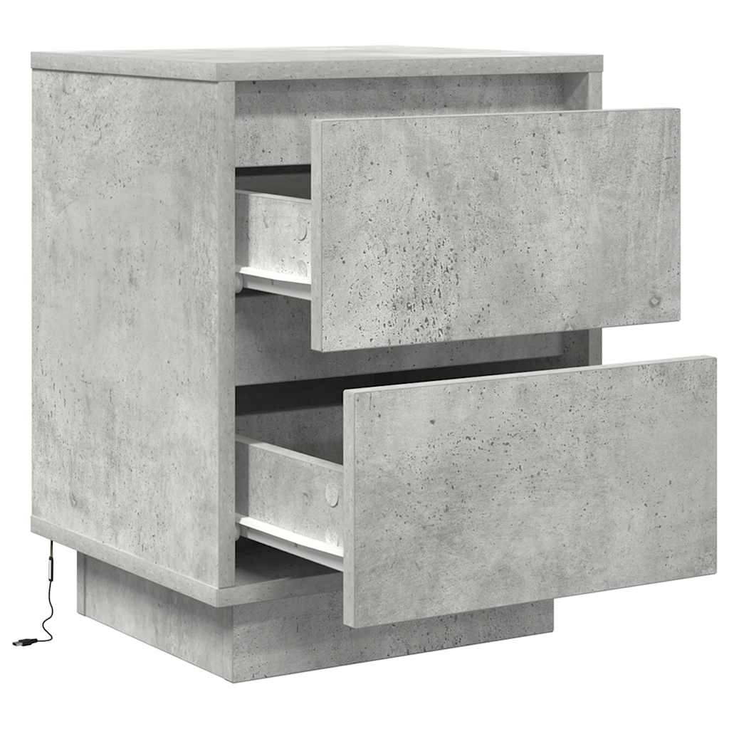 Bedside Cabinets with LED Lights 2 pcs Concrete Grey 38x34x50cm