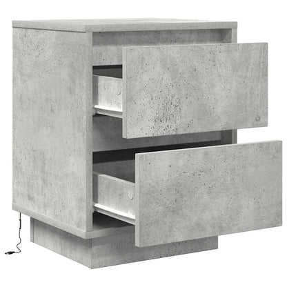 Bedside Cabinets with LED Lights 2 pcs Concrete Grey 38x34x50cm