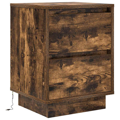 Bedside Cabinets with LED Lights 2 pcs Smoked Oak 38x34x50 cm