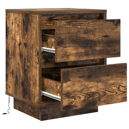 Bedside Cabinets with LED Lights 2 pcs Smoked Oak 38x34x50 cm
