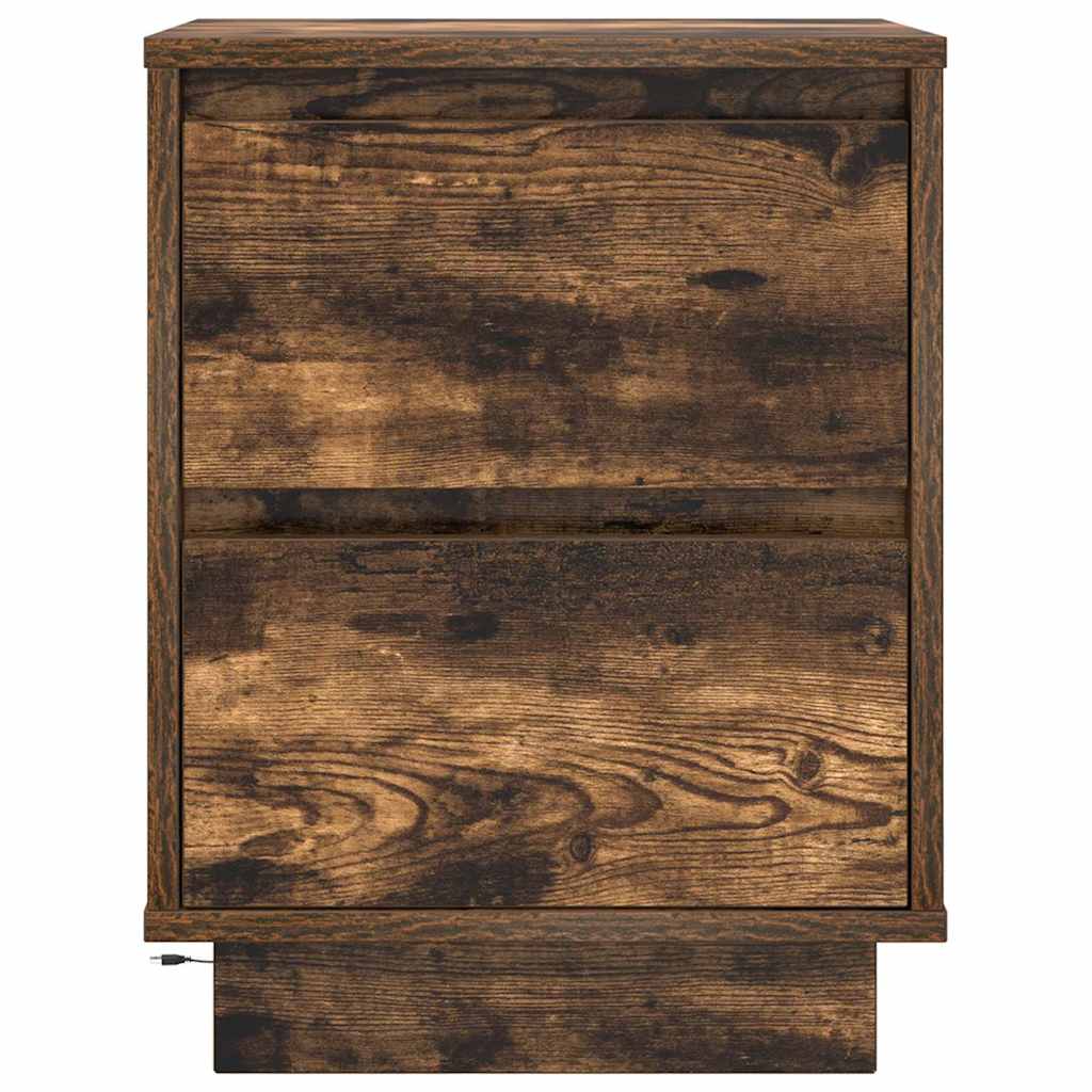 Bedside Cabinets with LED Lights 2 pcs Smoked Oak 38x34x50 cm