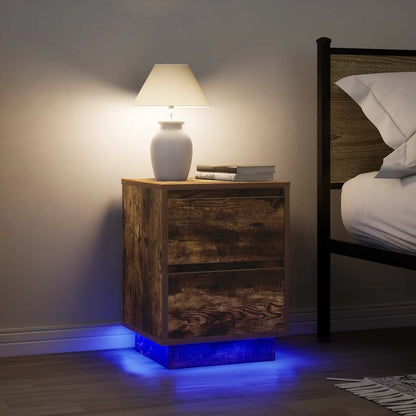 Bedside Cabinets with LED Lights 2 pcs Smoked Oak 38x34x50 cm