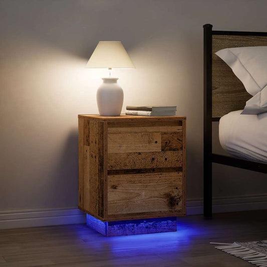 Bedside Cabinets with LED Lights 2 pcs Old Wood 38x34x50 cm