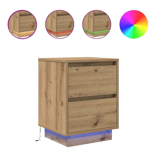 Bedside Cabinets with LED Lights 2 pcs Artisan Oak 38x34x50 cm
