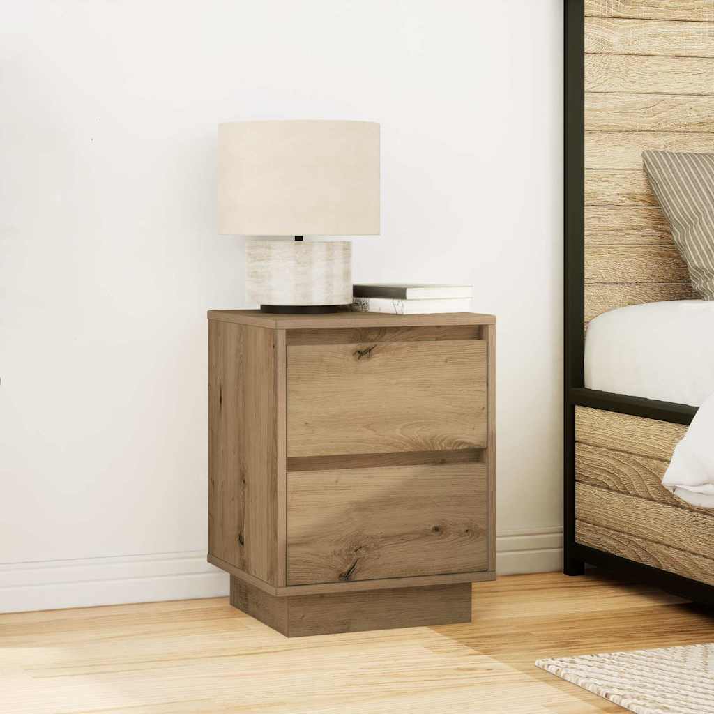 Bedside Cabinets with LED Lights 2 pcs Artisan Oak 38x34x50 cm