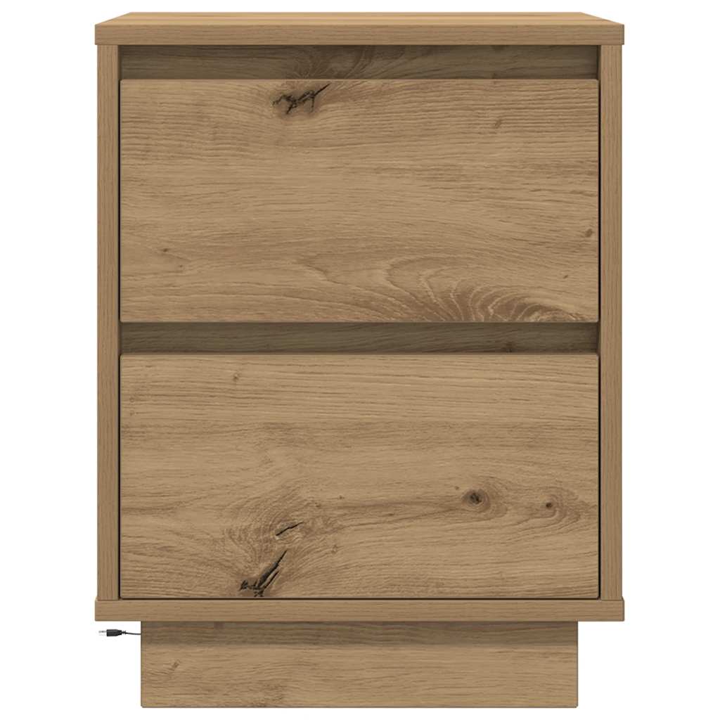 Bedside Cabinets with LED Lights 2 pcs Artisan Oak 38x34x50 cm