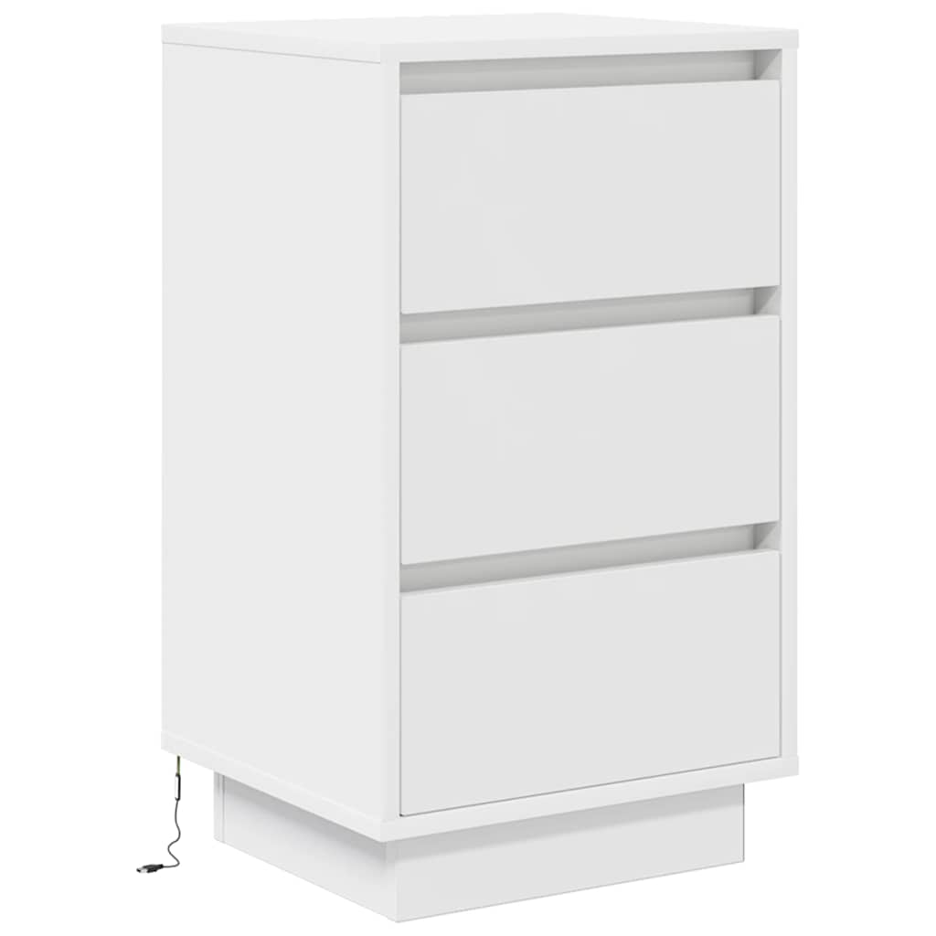 Bedside Cabinet with LED Lights White 38x34x65 cm