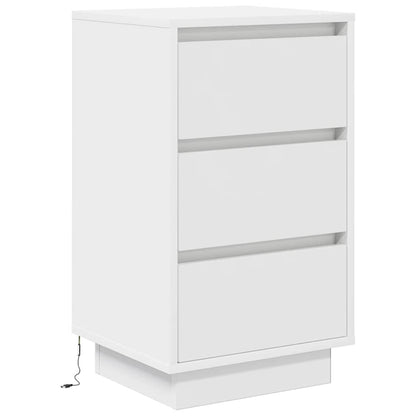 Bedside Cabinet with LED Lights White 38x34x65 cm
