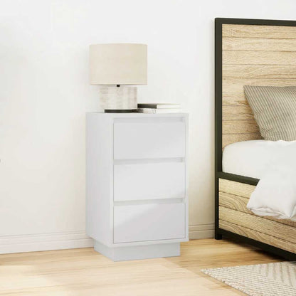 Bedside Cabinet with LED Lights White 38x34x65 cm