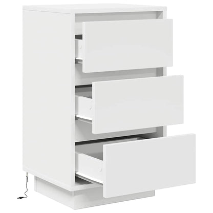 Bedside Cabinet with LED Lights White 38x34x65 cm
