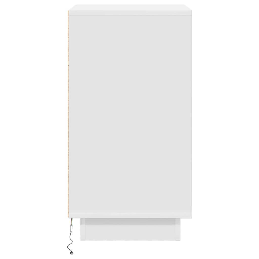 Bedside Cabinet with LED Lights White 38x34x65 cm
