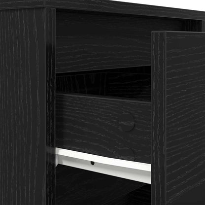 Bedside Cabinet with LED Lights Black 38x34x65 cm