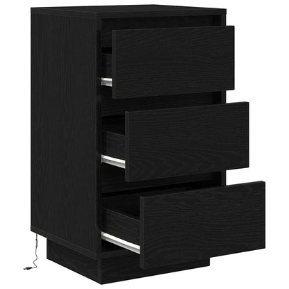 Bedside Cabinet with LED Lights Black 38x34x65 cm