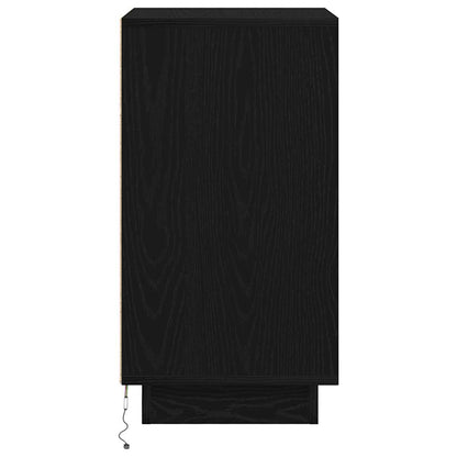 Bedside Cabinet with LED Lights Black 38x34x65 cm