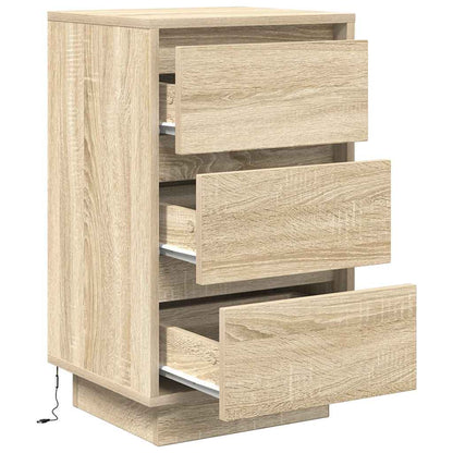 Bedside Cabinet with LED Lights Sonoma Oak 38x34x65 cm