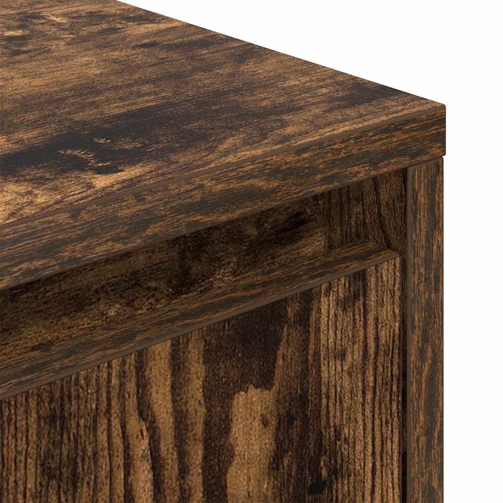 Bedside Cabinet with LED Lights Smoked Oak 38x34x65 cm
