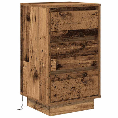 Bedside Cabinet with LED Lights Old Wood 38x34x65 cm