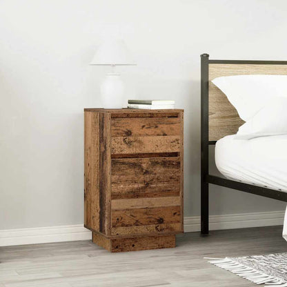 Bedside Cabinet with LED Lights Old Wood 38x34x65 cm