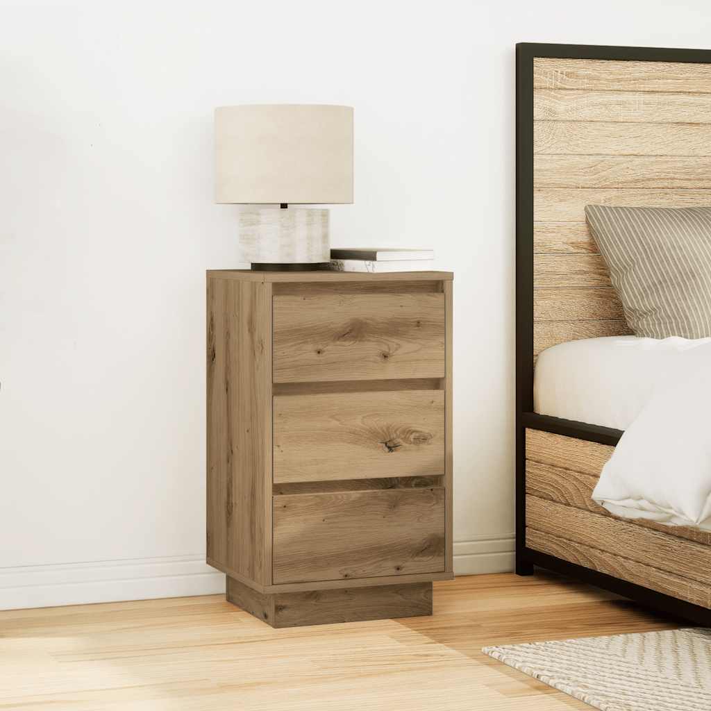 Bedside Cabinet with LED Lights Artisan Oak 38x34x65 cm