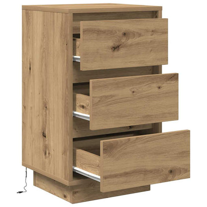 Bedside Cabinet with LED Lights Artisan Oak 38x34x65 cm
