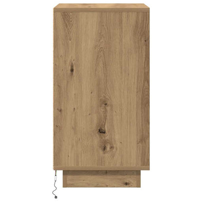 Bedside Cabinet with LED Lights Artisan Oak 38x34x65 cm