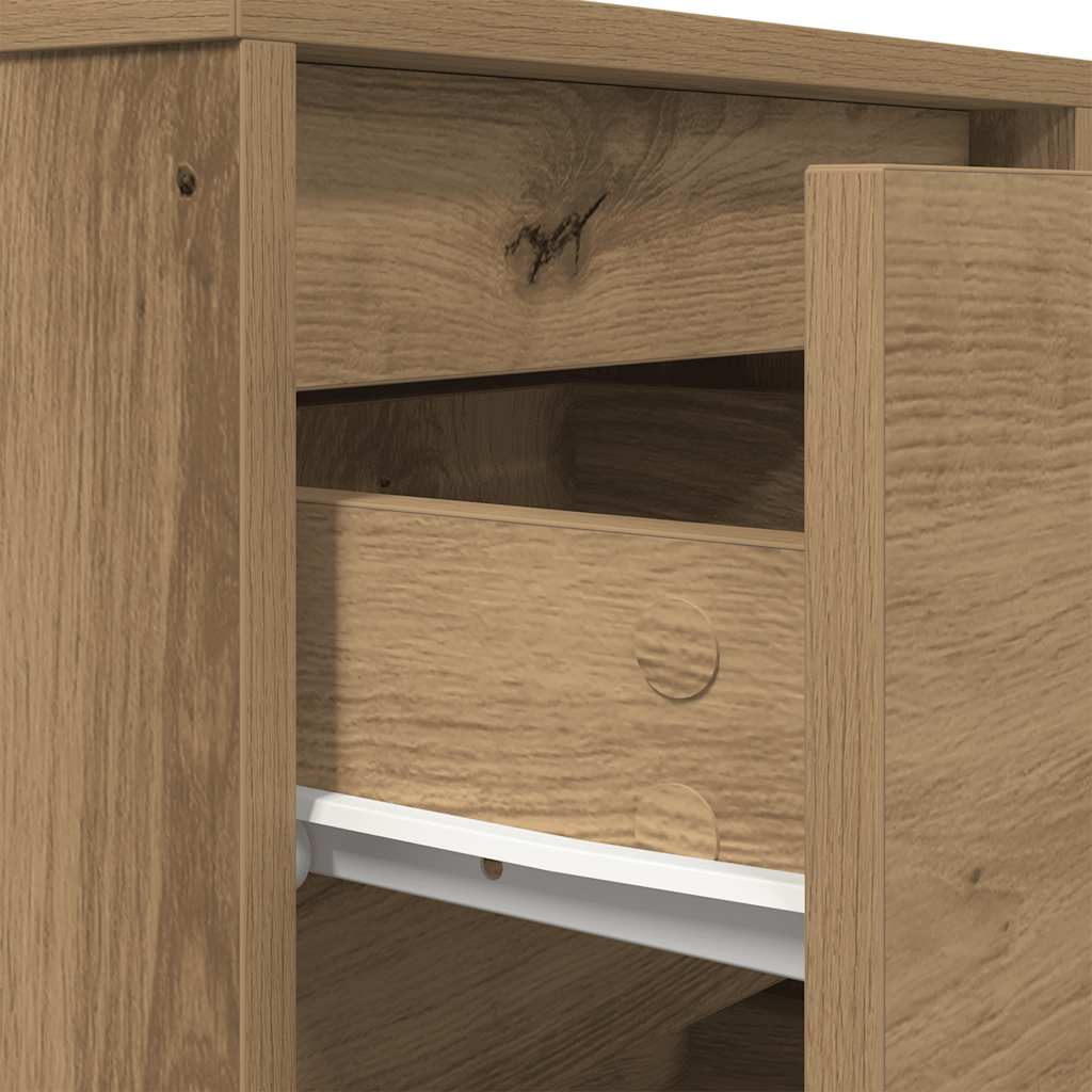 Bedside Cabinet with LED Lights Artisan Oak 38x34x65 cm
