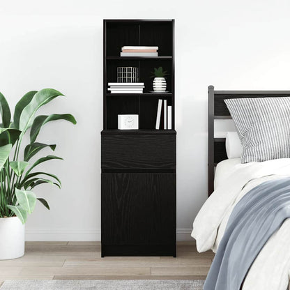 Bedside Cabinet Black 39x35x125 cm Engineered Wood