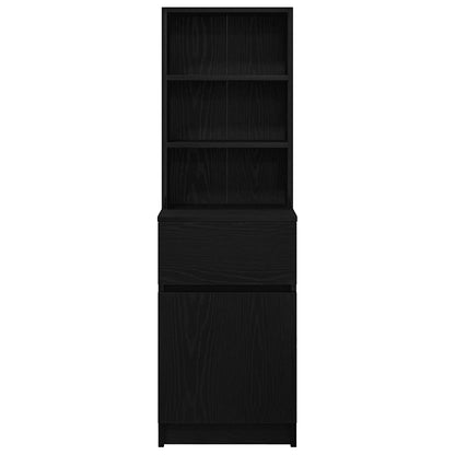Bedside Cabinet Black 39x35x125 cm Engineered Wood