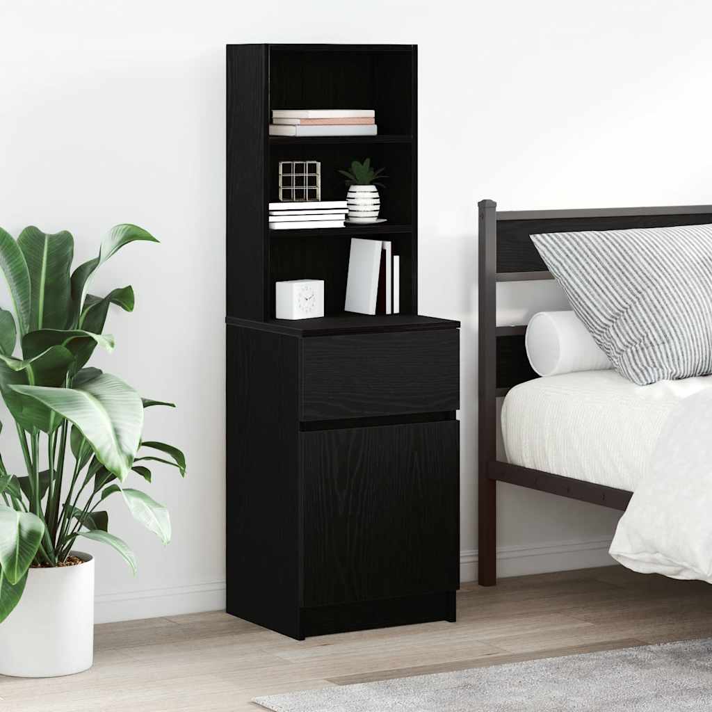 Bedside Cabinet Black 39x35x125 cm Engineered Wood