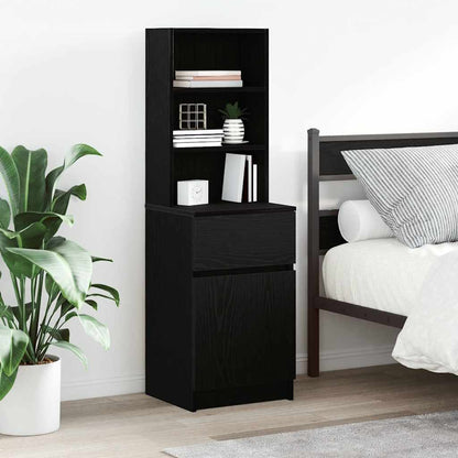 Bedside Cabinet Black 39x35x125 cm Engineered Wood