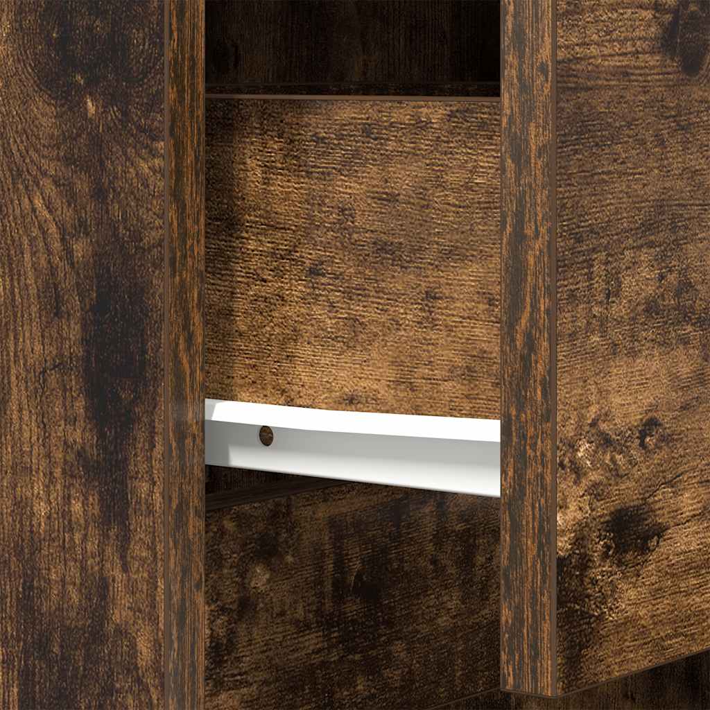 Bedside Cabinet Smoked Oak 39x35x125 cm Engineered Wood