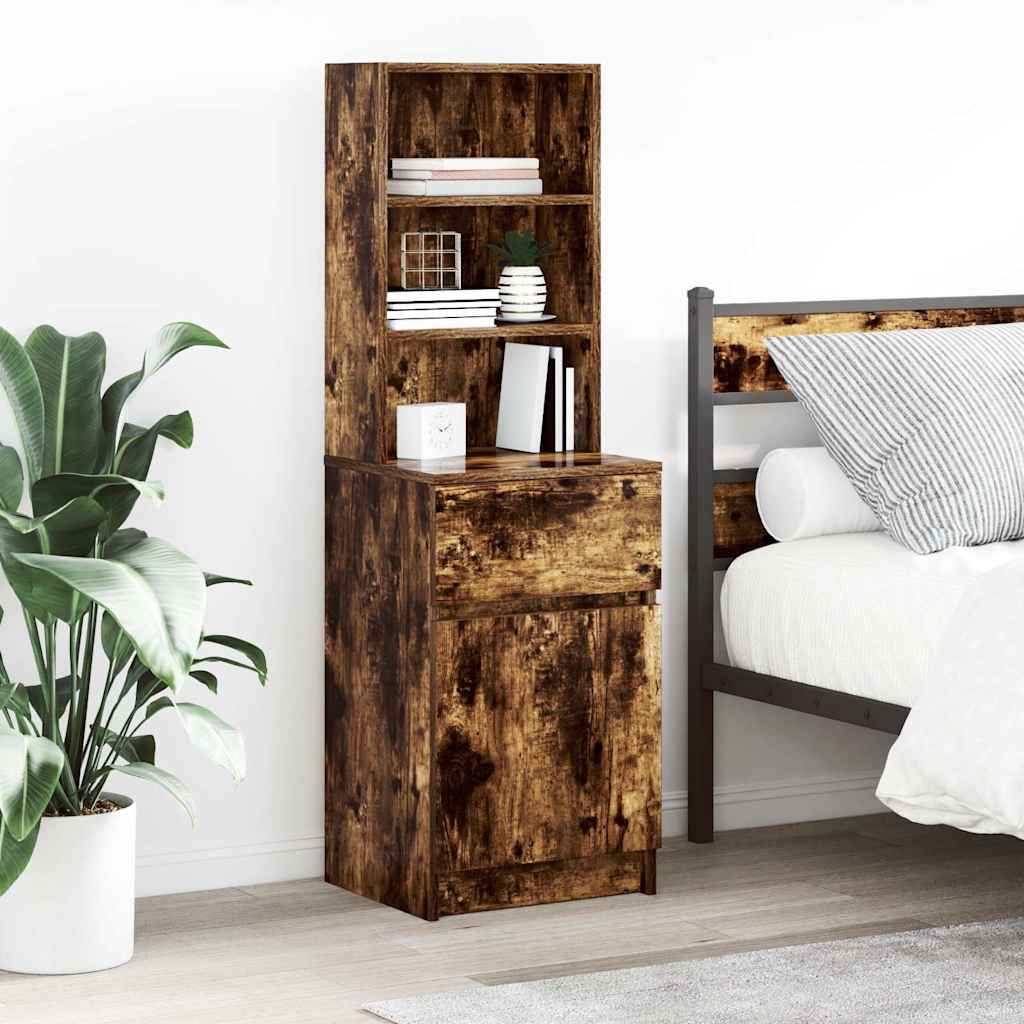Bedside Cabinet Smoked Oak 39x35x125 cm Engineered Wood