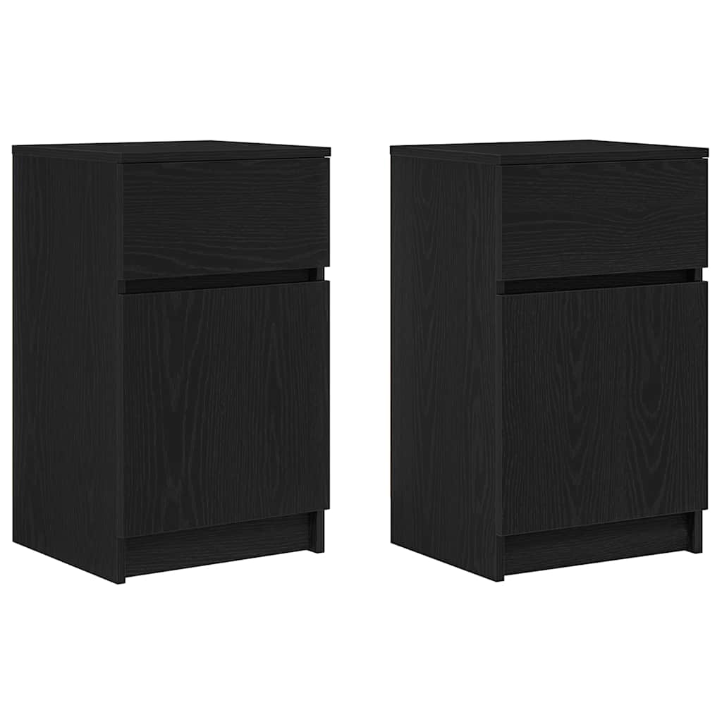 Bedside Cabinets 2 pcs Black 39x35x65 cm Engineered Wood