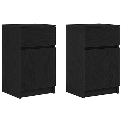 Bedside Cabinets 2 pcs Black 39x35x65 cm Engineered Wood