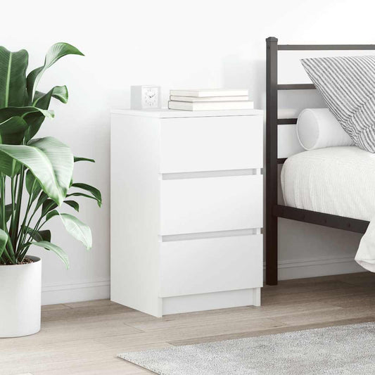 Bedside Cabinet with 3 Drawers White 39x35x65 cm