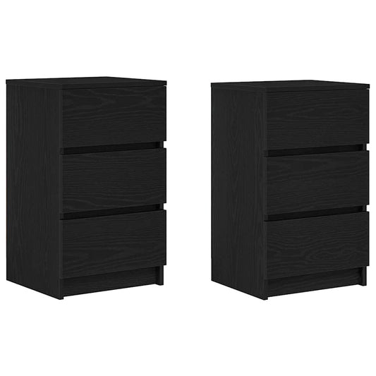Bedside Cabinets with 3 Drawers 2 pcs Black 39x35x65 cm