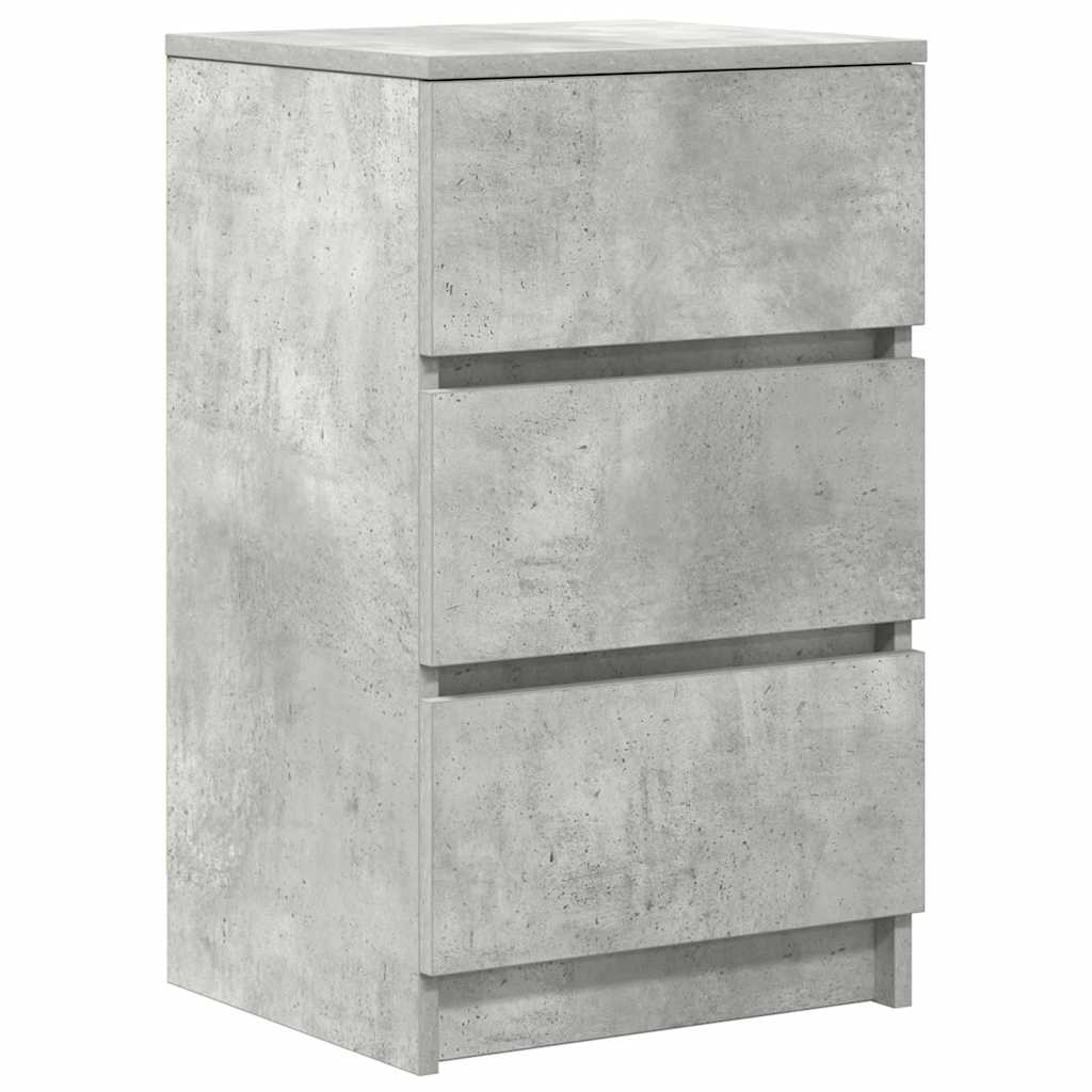 Bedside Cabinet with 3 Drawers Concrete Grey 39x35x65 cm