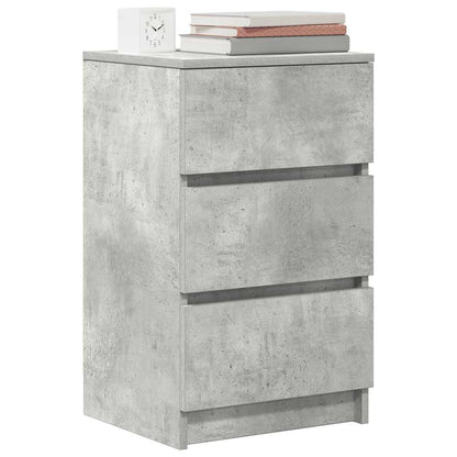Bedside Cabinet with 3 Drawers Concrete Grey 39x35x65 cm